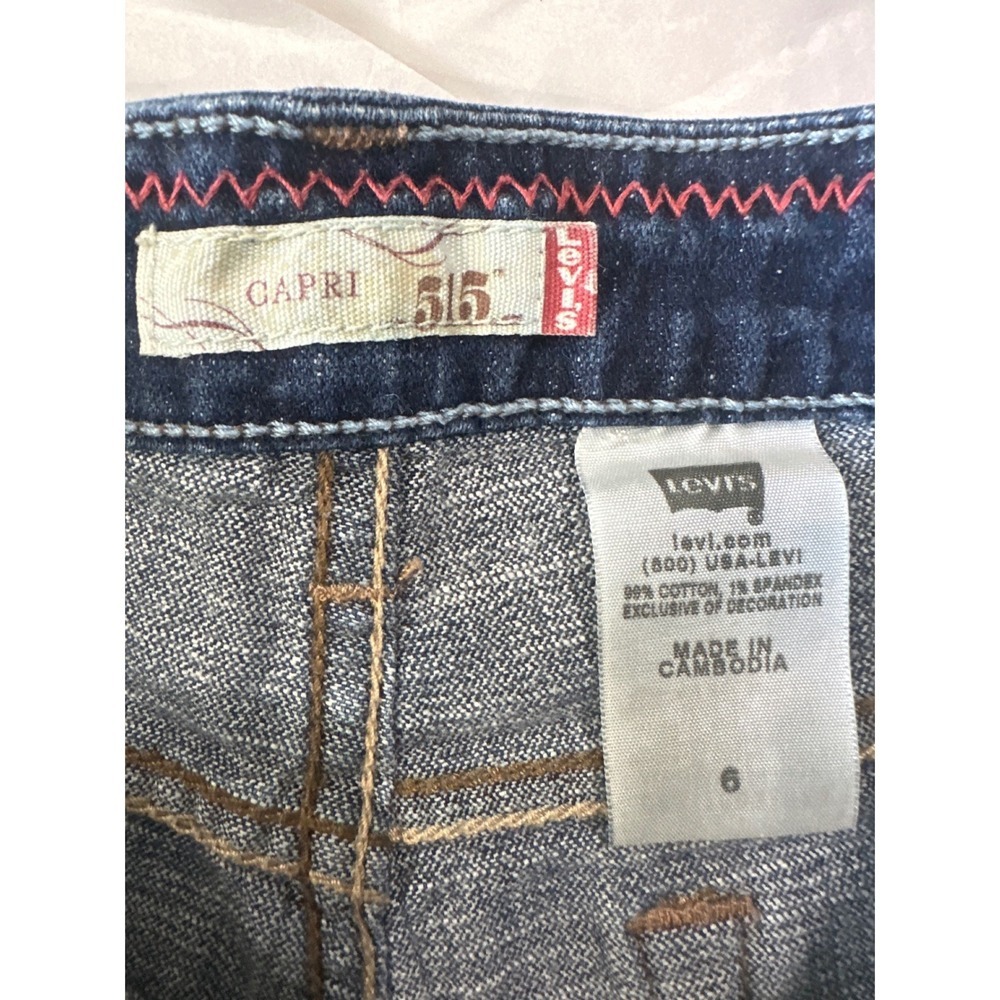 Levis 515 Capri Jeans Womens 6 Dark Wash Cuffed Cropped Denim Pants Mid Rise - Picture 4 of 5